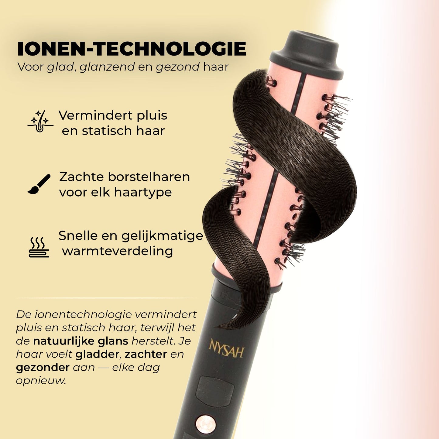 Nysah 3in 1Thermal Brush Keramische Warmteborstel.